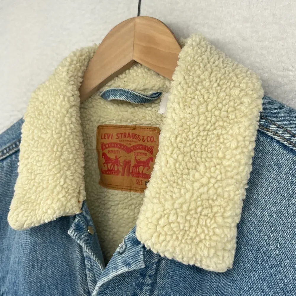 Levi's Light Blue Denim Sherpa Collar Jacket - Picture 5 of 16